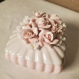 Pink and White Porcelain Flower Trinket Box