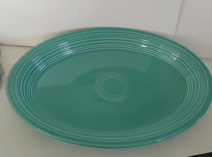 Fiesta Homer Laughlin oval serving platter. Turquoise. 9.5w x 1.75hx 13.5d. No chips or cracks.