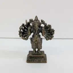 Lord Ganesha Statue Figurine Warrior Form Veera Ganpati Hindu Metal Miniature