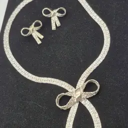 Vintage 80's Bow Necklace and Earrings