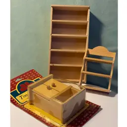 Miniature Wood Dollhouse Shelves And Cabinet