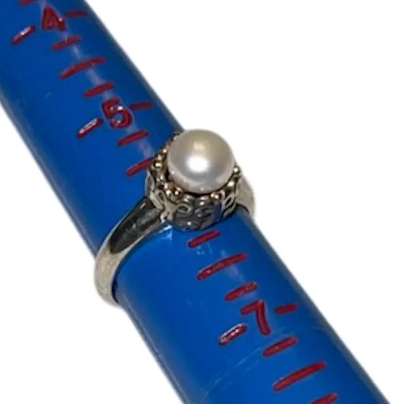 Size 6 Pearl Ring Sterling Silver & 14K Gold Accents