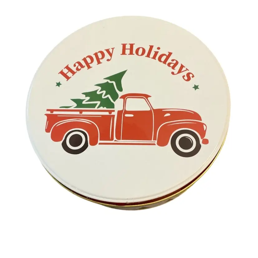 Happy Holidays Round Tin