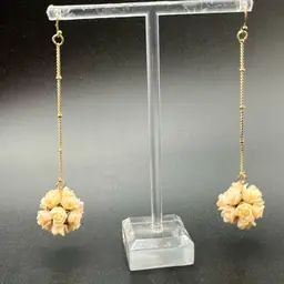 Ball Of Ivory Roses Earrings4” Long