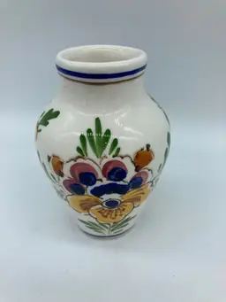Vintage Delft De Delftse Pauw Hand-Painted Ceramic Vase