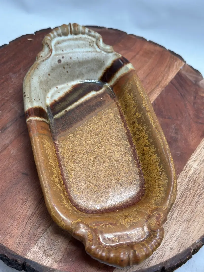 Brentwood Pottery Handmade Dish / Bowl Trinket Drop Glaze Artist Stamped