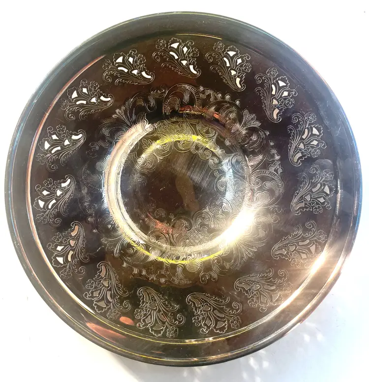 Vintage Tray Ornate Viking Silver Plate Made in Canada E.P. Copper LEAD MOUNTS