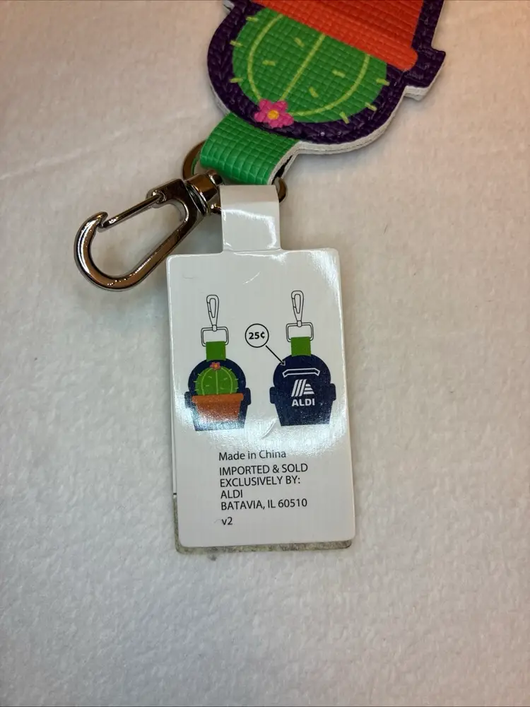 ALDI Quarter Holder Keeper Original Cactus NEW 2019 Keychain NWT