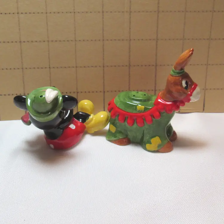Balladeer Mickey on Donkey Salt & Pepper Shaker Set