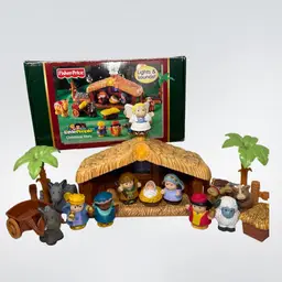 Vtg Fisher Price Little People Lights & Sounds CHRISTMAS STORY Nativity COMPLETE