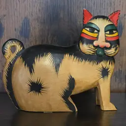 Laurel Burch Painted Wood Cat Hand Made Indonesia