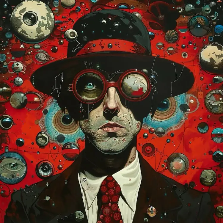 RED - Man In Hat By Kevin George - 8” X 8” Canvas Print