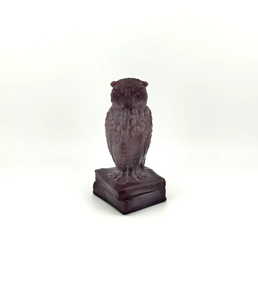 Vintage Degenhart Wise Ole’ Owl Old Lavender Slag Glass Figurine 1.5“x 1.75”x 3.75”