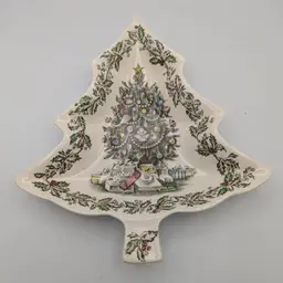 Vtg Johnson Bros England Merry Christmas Tree Serving Dish