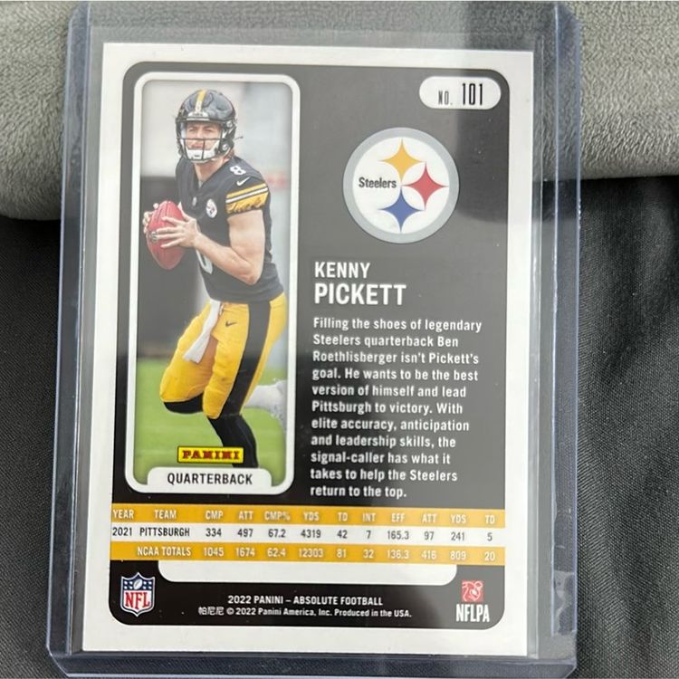 KENNY PICKETT 2022 PANINI ABSOLUTE FOOTBALL BASE ROOKIE CARD RC #101 STEELERS