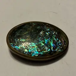 Vintage Brass Abalone Shell Belt Buckle