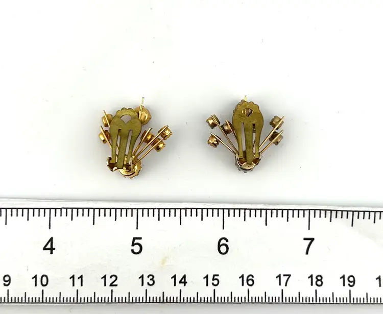 Vintage Signed Austrian Gold Tone Pink Crystal Shooting Star Clip-on Earrings 1”