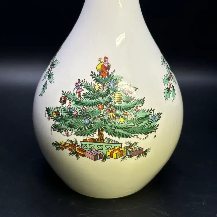 Spode England Christmas Tree Bud Vase 7.25”