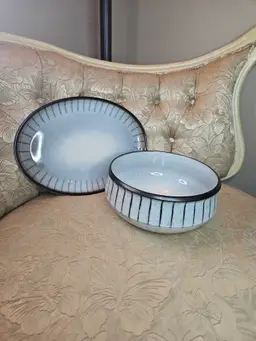 Vintage Denby Studio Bowl And Oval Plate Set Made In England