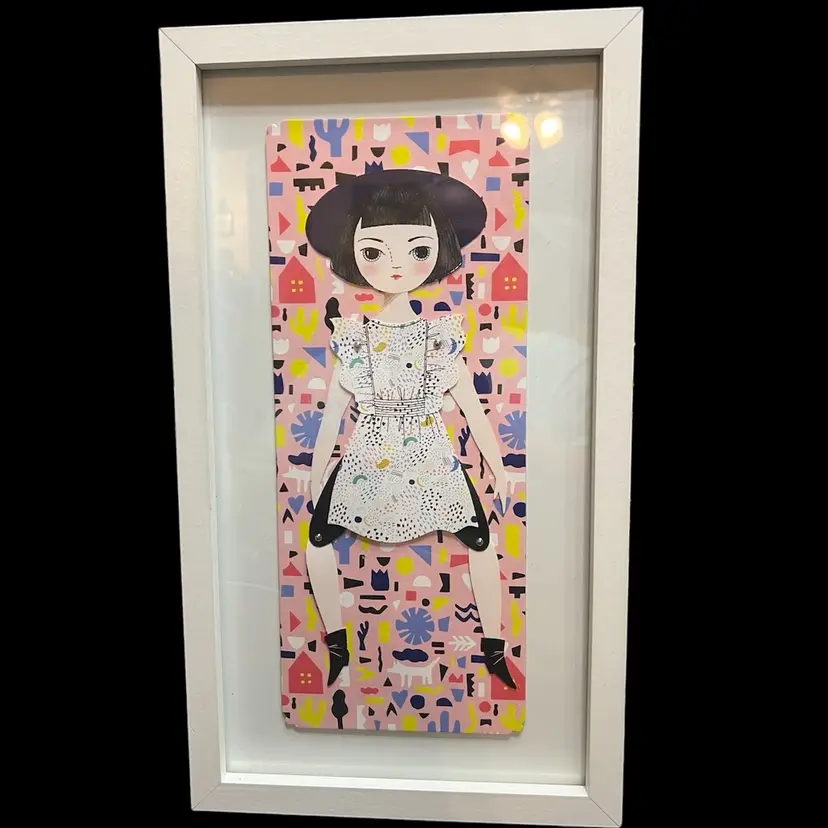 MARKDOWN! Paper Doll Jointed Art Deco Wall Hanging or Stand -17x9x1"