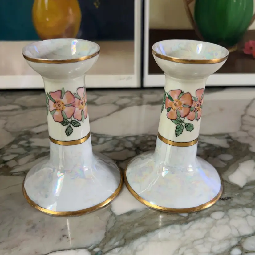 Vintage Iridescent Candle Holders