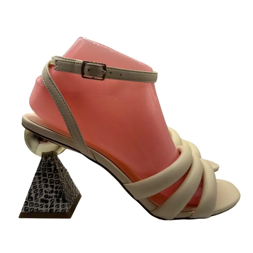 Circus NY Sam Edelman Sandals Womens 8 M Bobbie Ivory Snake Print Pyramid Heel