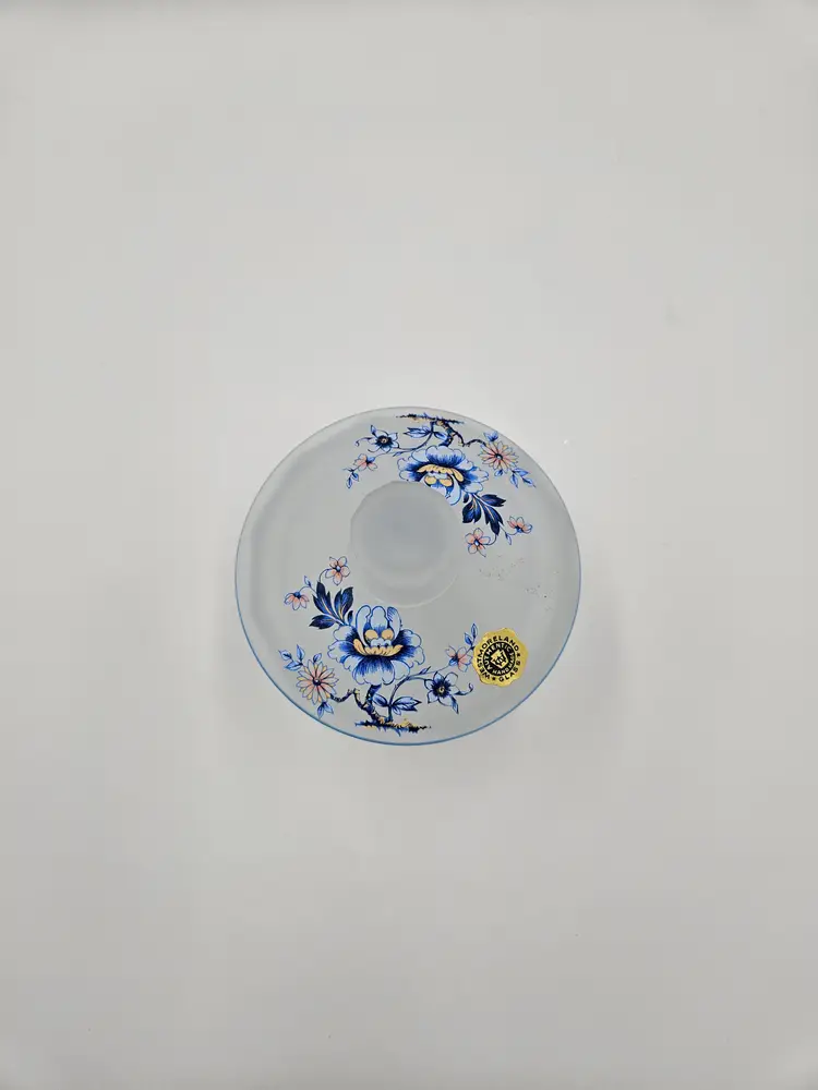 #TR50 Westmoreland Satin Blue Floral Round Lidded Dish