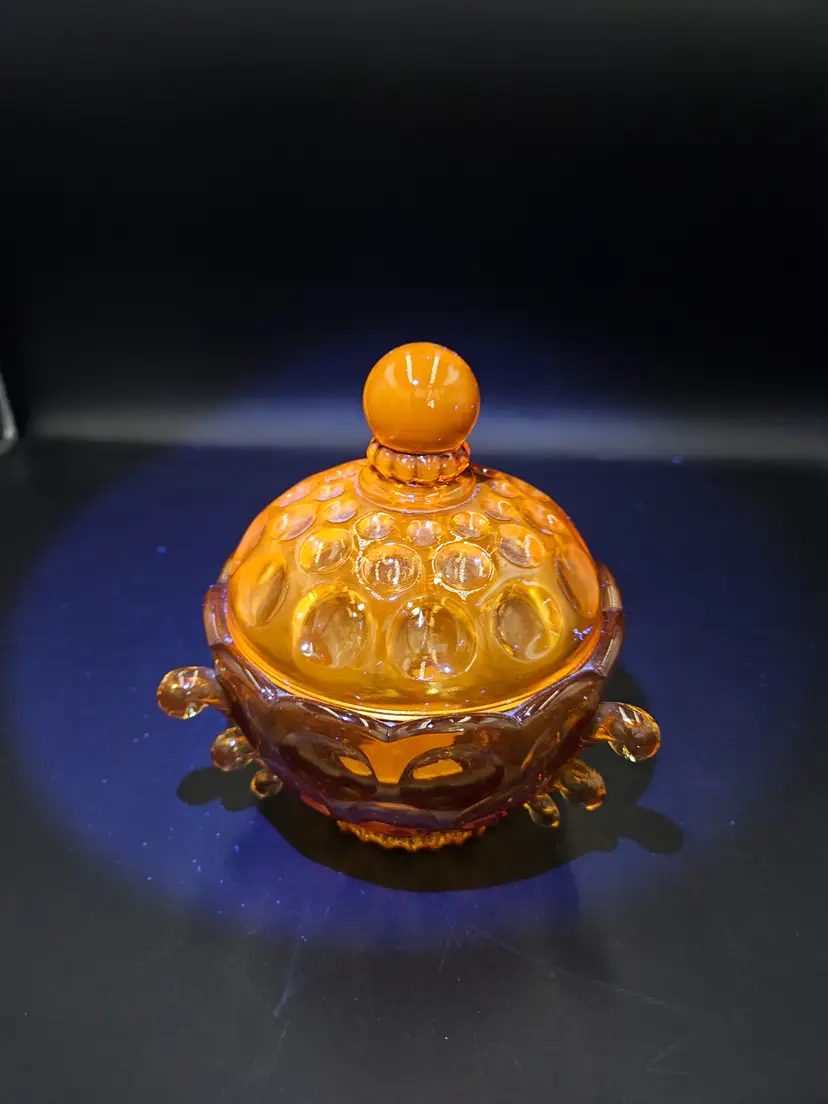 #A28 Imperial Provincial Amber Lidded Candy Dish