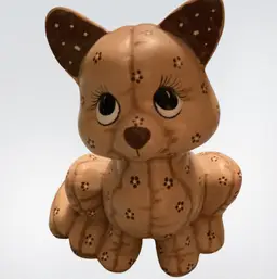#01 - 7” Tall Brown Flowered Kitty Kat