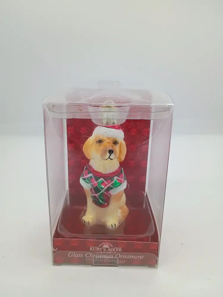 Kurt Adler Golden Retriever Dog Glass Ornament Pet Parade NIB