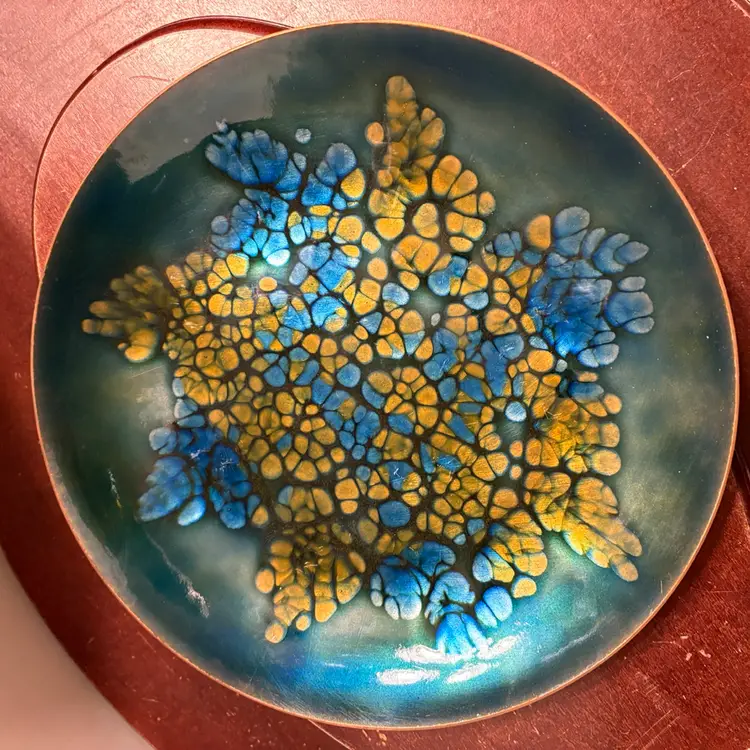 Kazeka Enamel On Copper Plate, Signed