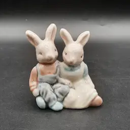 Vintage Miniature Mr. and Mrs. Rabbit Figurine Easter