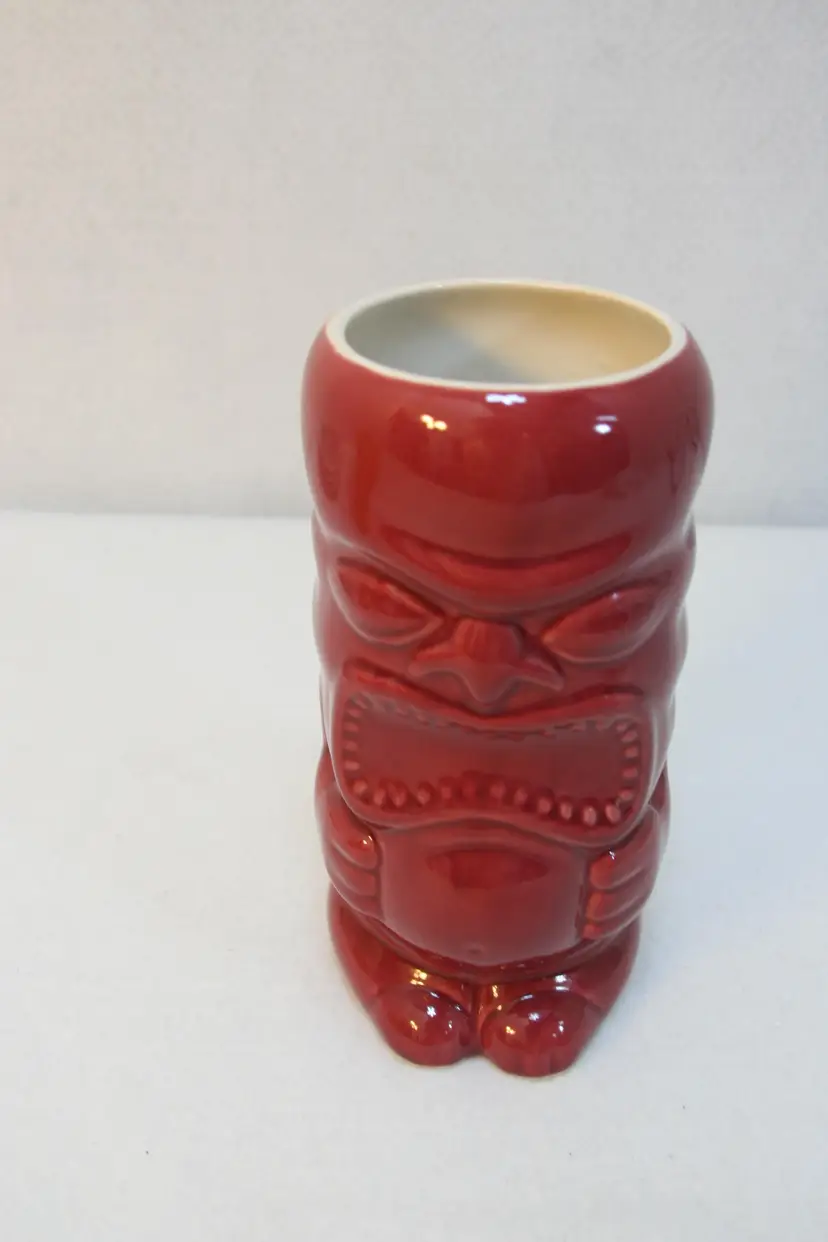 Tiki Mug "Bela" Red Maroon Burgundy 2004 Accoutrements Tia Maria 6 1/4" Ceramic