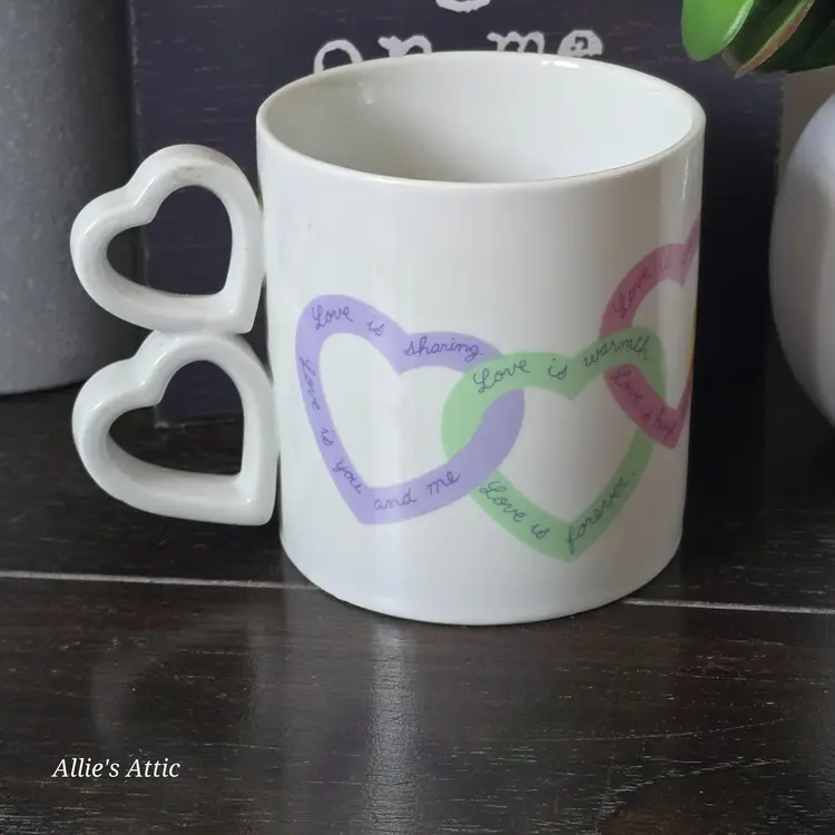 AVON Sweet Sentiments Ceramic Coffee Tea Mug Cup Double Heart Handle Love Gift