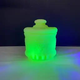 Vintage Fenton Grape & Cable Tobacco Jar Custard UV Uranium