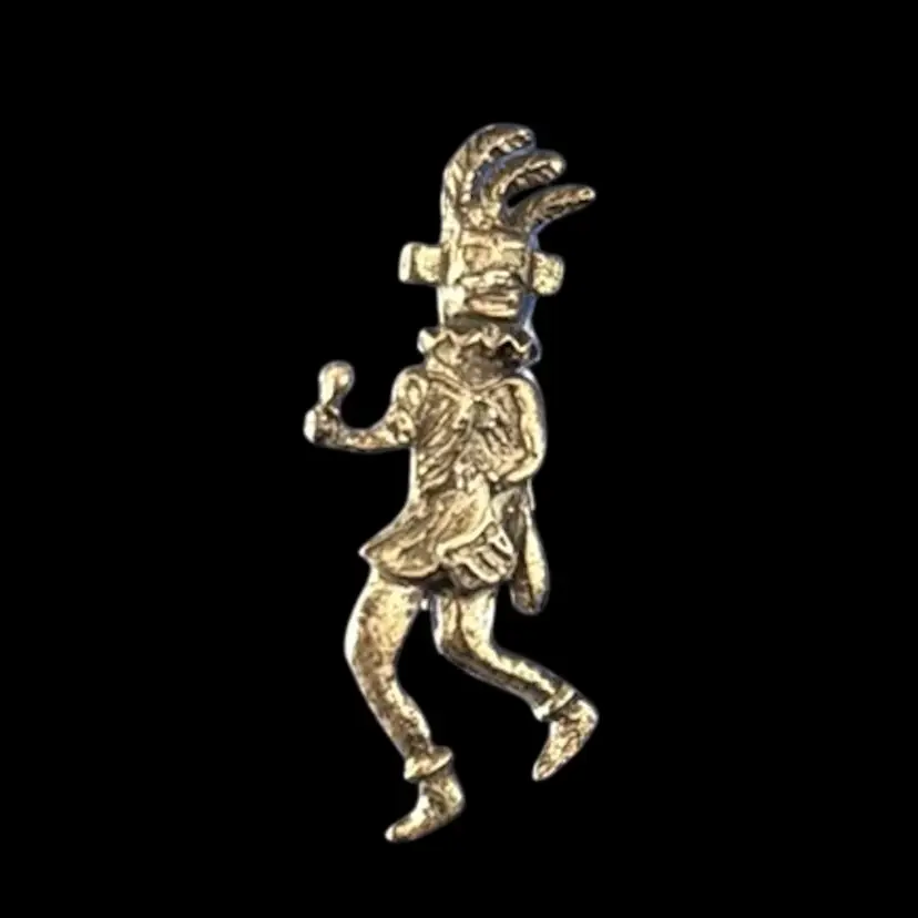 Vintage Native American Kachina Dancer Brooch 1.69”, 4g