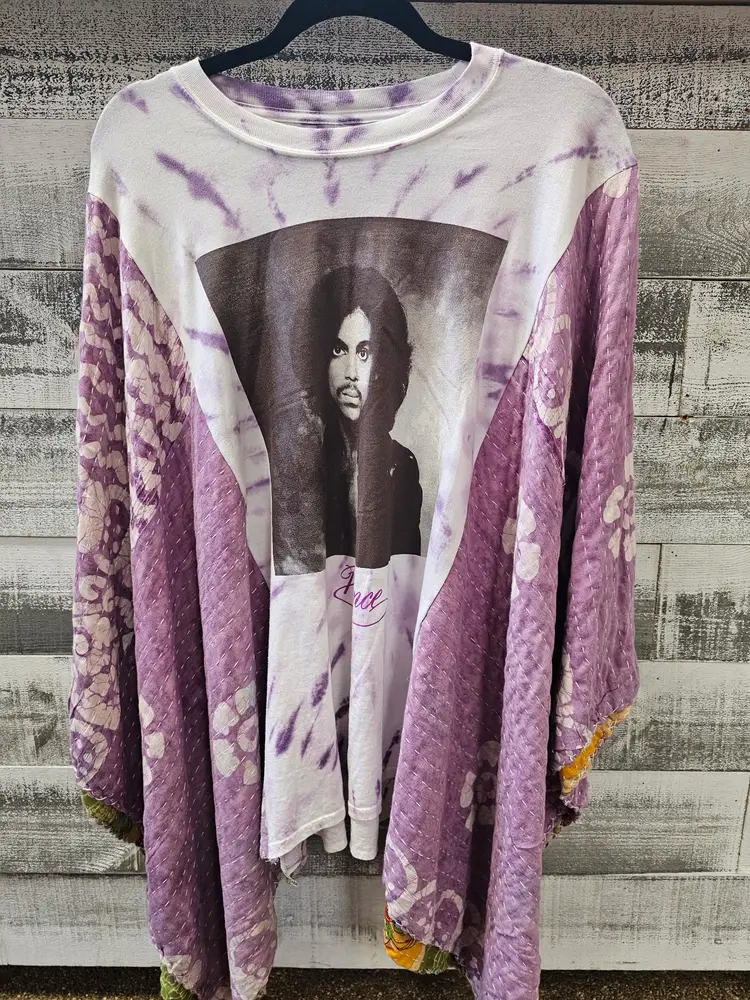 #108 PURPLE RAIN: Upcycled Vintage Treads Kantha Ponchos