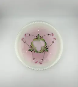 Fenton Glass Tulip Scroll Rosalene Dresser Plate 7”