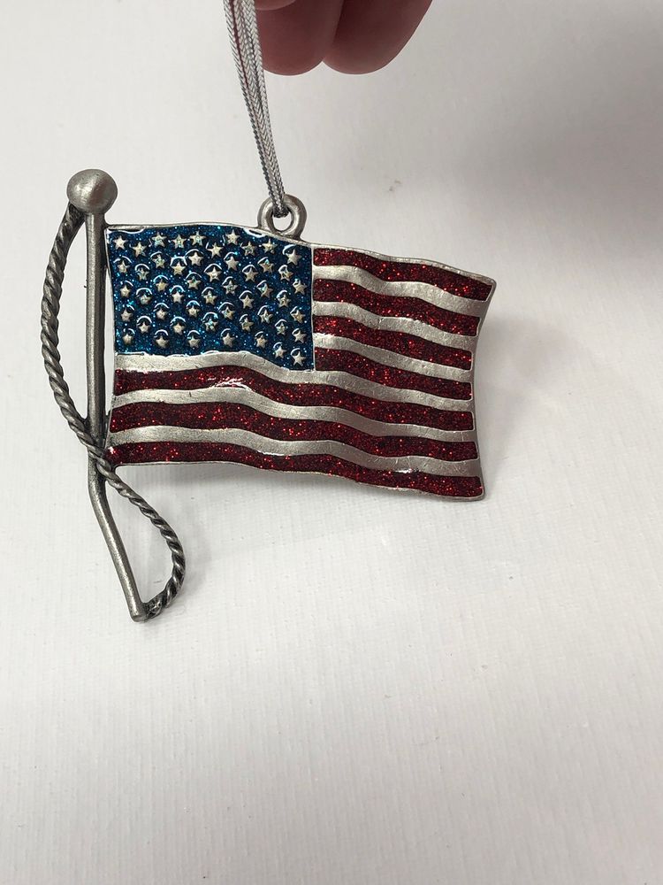 American Flag Pewter Ornament Gloria Duchin 2007