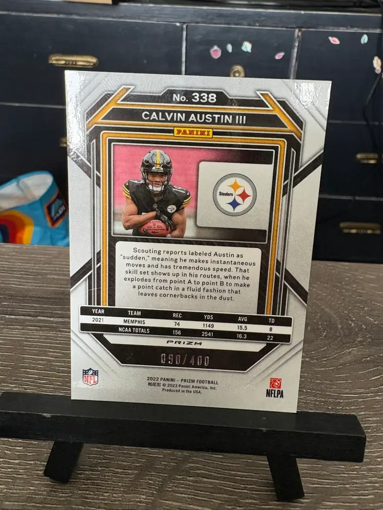 Calvin Austin iii 2022 Panini Prizm Pandora Refractor /400 RC Rookie NFL Football Card Pittsburgh Steelers