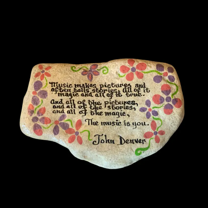 Gypsy Stone By Linda Schillinger W/Verse By John Denver Signed Hand Painted 4 3/4 X 3 X 3/4 Inches