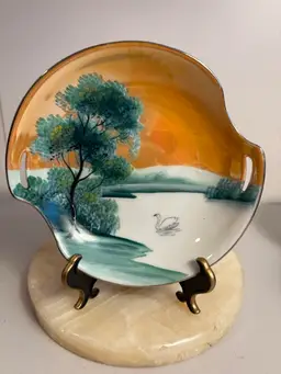 Vintage 1930s Noritake Hand Painted Landscape Tray Plate Made in Japan