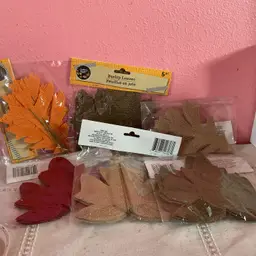 Burlap Leaves, 6 Packs