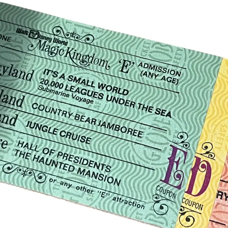 Vintage Early 1970’s Walt Disney World Magic Kingdom Ticket Booklet