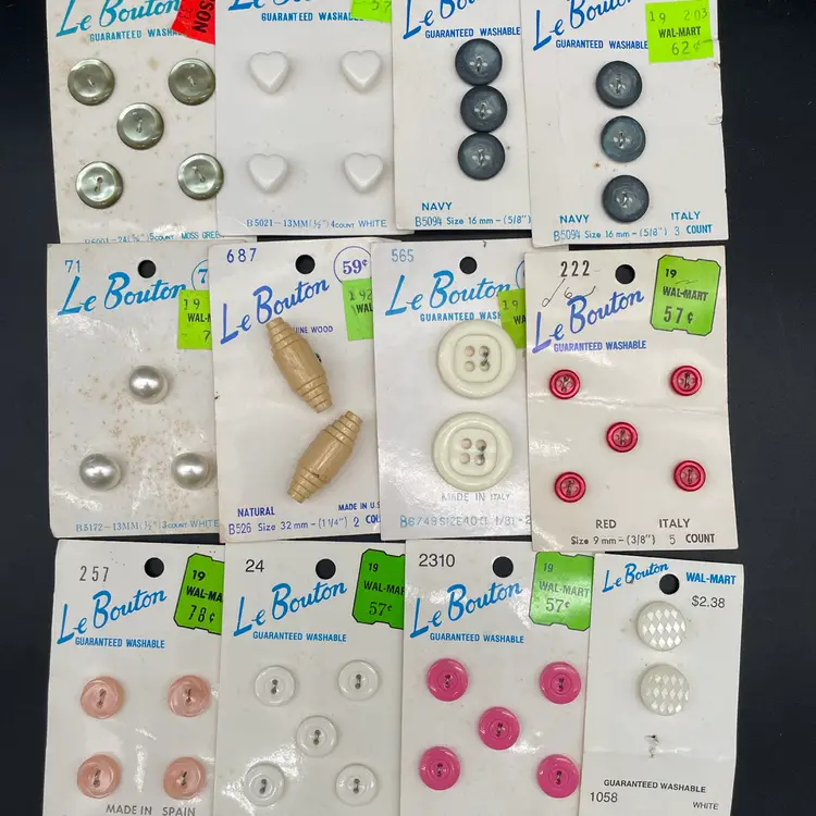 Lot Of 12 Cards Of LeBouton Buttons