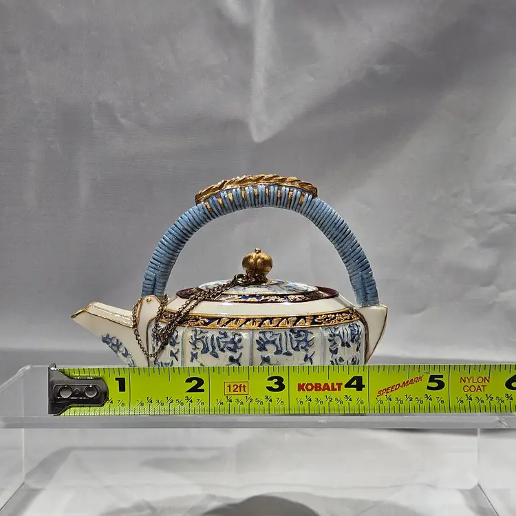 Vintage NINI Hand Painted Blue and White Mini Teapot