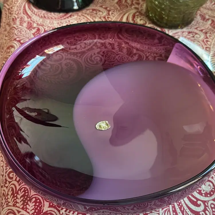 #1618 Fukushima Glass Japan Does Be Layered Purple Play No Glass Shallow Bowl Hand Made