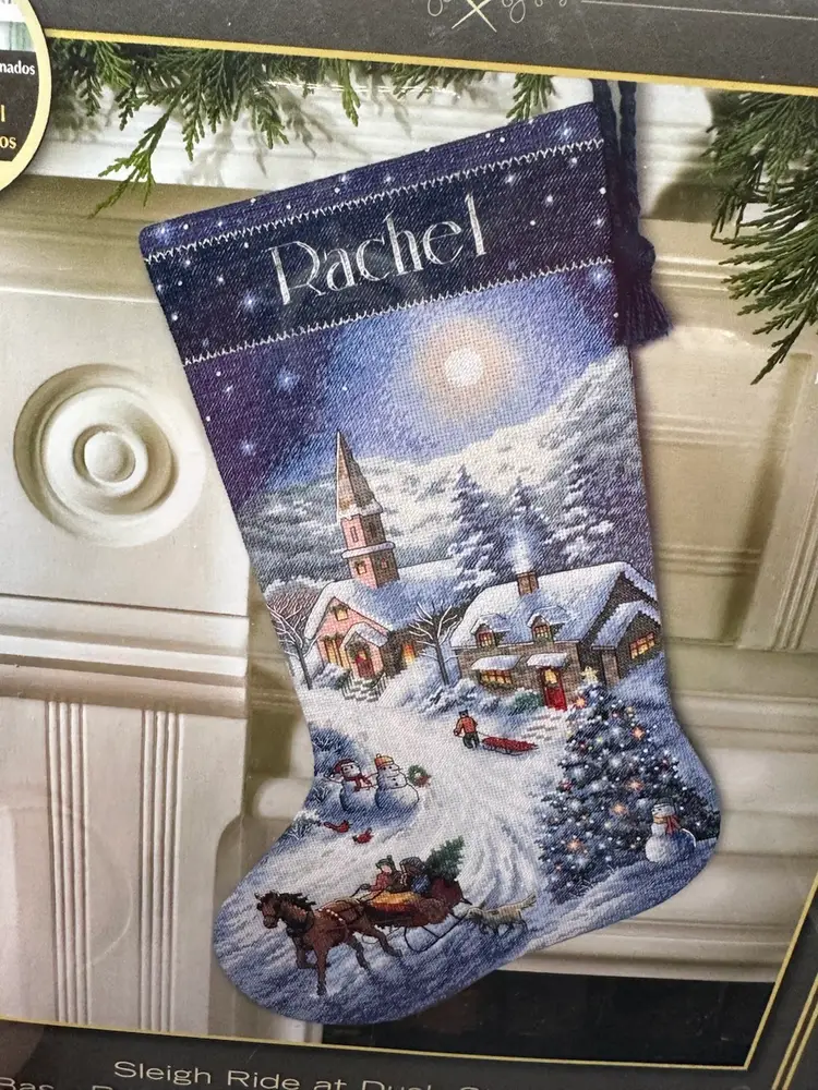 Cross Stitch Kit ~ Sleigh Ride At Dusk Christmas Stocking