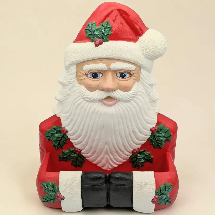 Christmas Holiday Red Santa Ceramic Hobbyist Mail Letter Card Box Holder