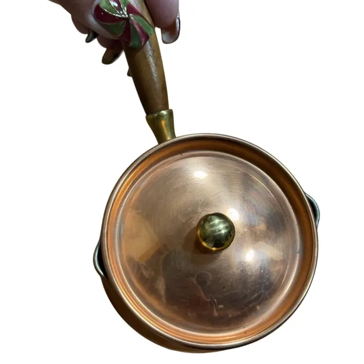 vintage Tagus copper and brass mini fondue set